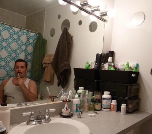 With this idiot look on his face, too!